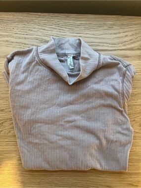 Free People Ribbed Mock Neck Top in Dusty Mauve